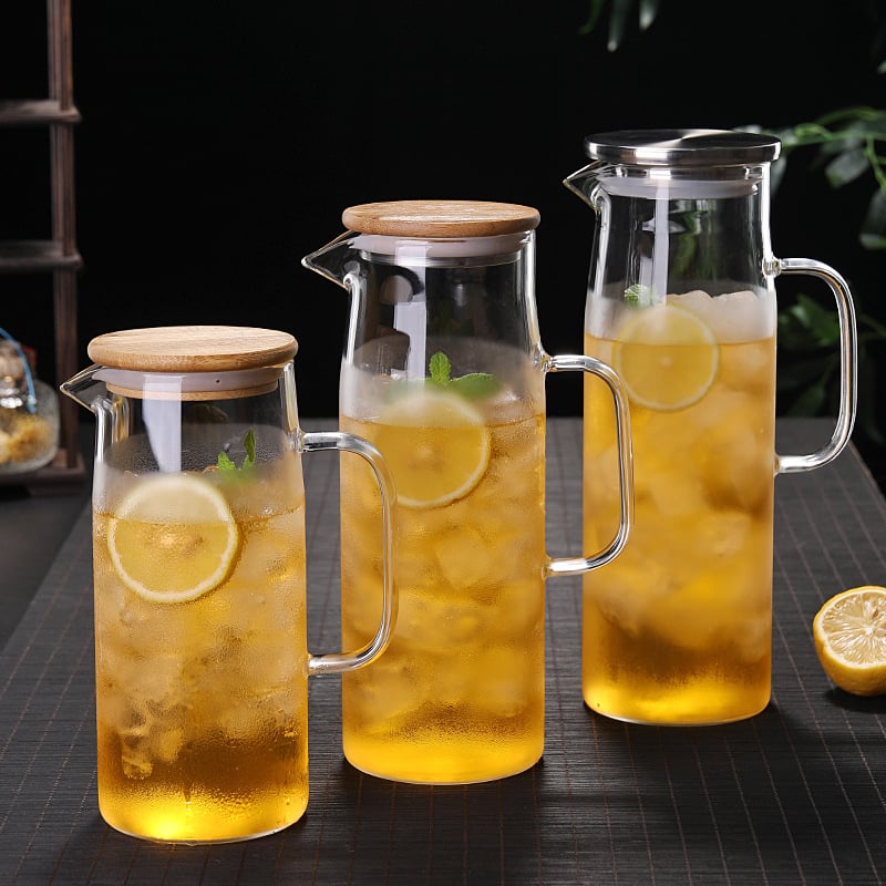 Cană din sticlă borosilicat de înaltă rezistență pentru apă rece, capacitate mare, cană pentru suc, ceainic din sticlă