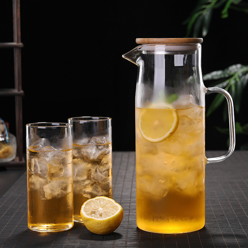 Cană din sticlă borosilicat de înaltă rezistență pentru apă rece, capacitate mare, cană pentru suc, ceainic din sticlă