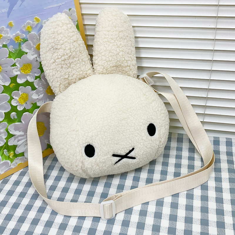 Slatka pliš torbica s crtežom zeca, crossbody torba