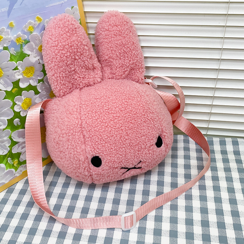 Slatka pliš torbica s crtežom zeca, crossbody torba