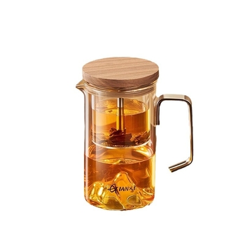 Ceainic din sticlă cu infuzie magnetică și ceașcă de ceai cu vedere la munte, set de ceai minimalist pentru uz casnic, cu sistem de separare a apei