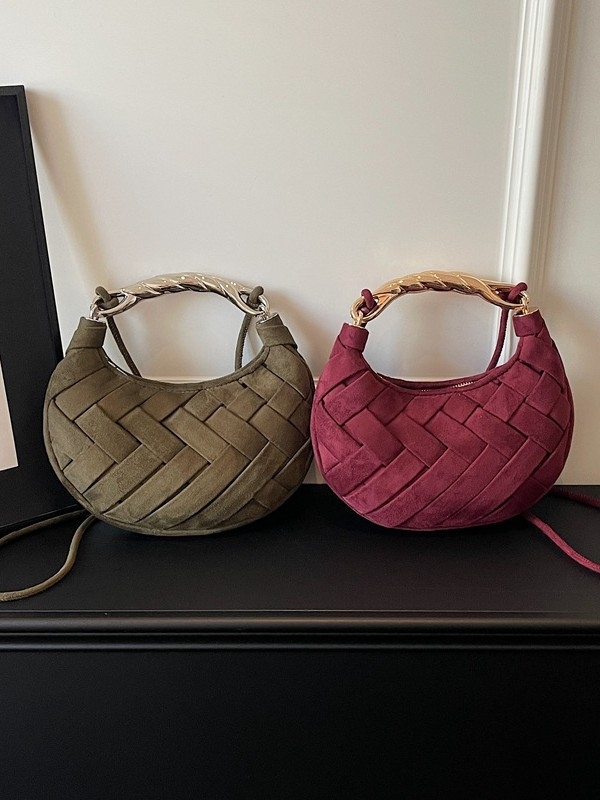Tkana torbica za rame od velura kože, elegantan dizajn u obliku polumjeseca, ženska crossbody torba