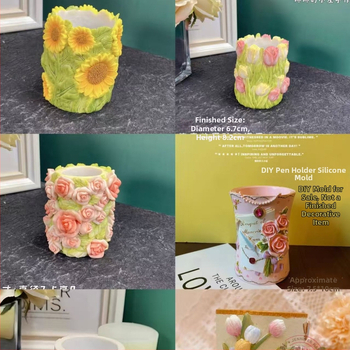 Nový DIY vyrezávaný kvetinový držiak na ceruzky a aromatická sadrová bábika - maľovanie, kreatívna ozdoba