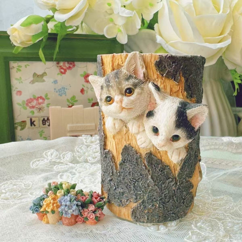 Nou DIY suport pentru pixuri gravat cu flori și păpușă din ipsos aromată - colorare, ornament creativ de artizanat