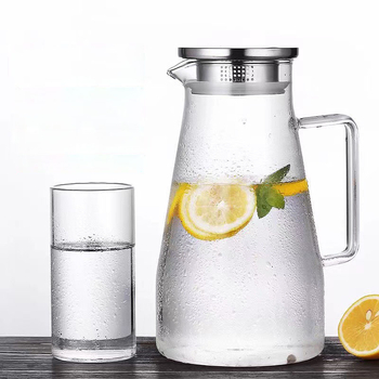 Ceainic din sticlă pentru apă rece, capacitate mare, transparent, design gros, pentru suc și ceai cu flori, utilizare casnică, personalizabil