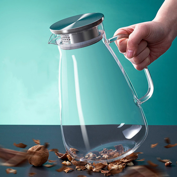 Carafă de apă rece din sticlă, rezistentă la temperaturi înalte, uz casnic, capacitate mare, pentru ceai de fructe și stocare a apei