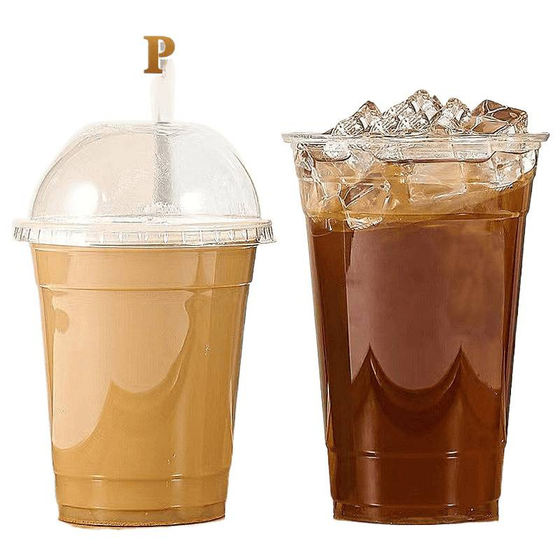 Pahar din plastic pentru ceai cu lapte, capac, gros, transparent, diametrul 98 mm, pentru băuturi reci