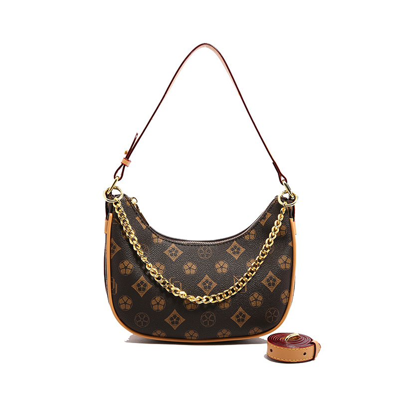 Mekana PU koža, polukružna crossbody torba, mala veličina, teksturirani završetak, elegantna ženska torba