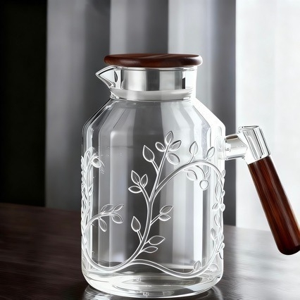 Carafă din sticlă pentru apă rece, 1800 ml, rezistentă la temperaturi înalte, capacitate mare, set cu separare ceai-apă