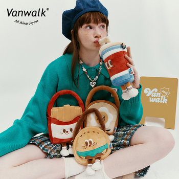 VANWALK Pekara — pliš torba preko ramena za žene, ručno izrađena s temom hrane