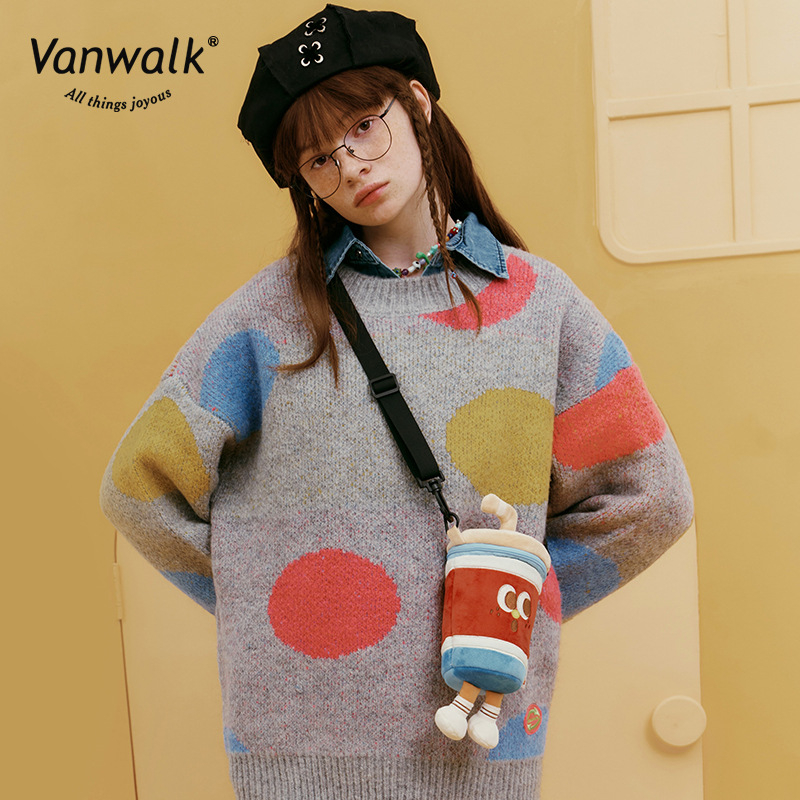 VANWALK Pekara — pliš torba preko ramena za žene, ručno izrađena s temom hrane