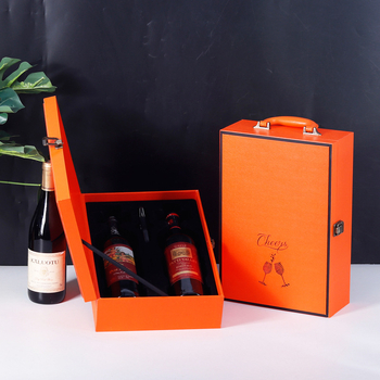 Cutie cadou de lux pentru vin roșu, husă din piele pentru două sticle și accesorii pentru vin