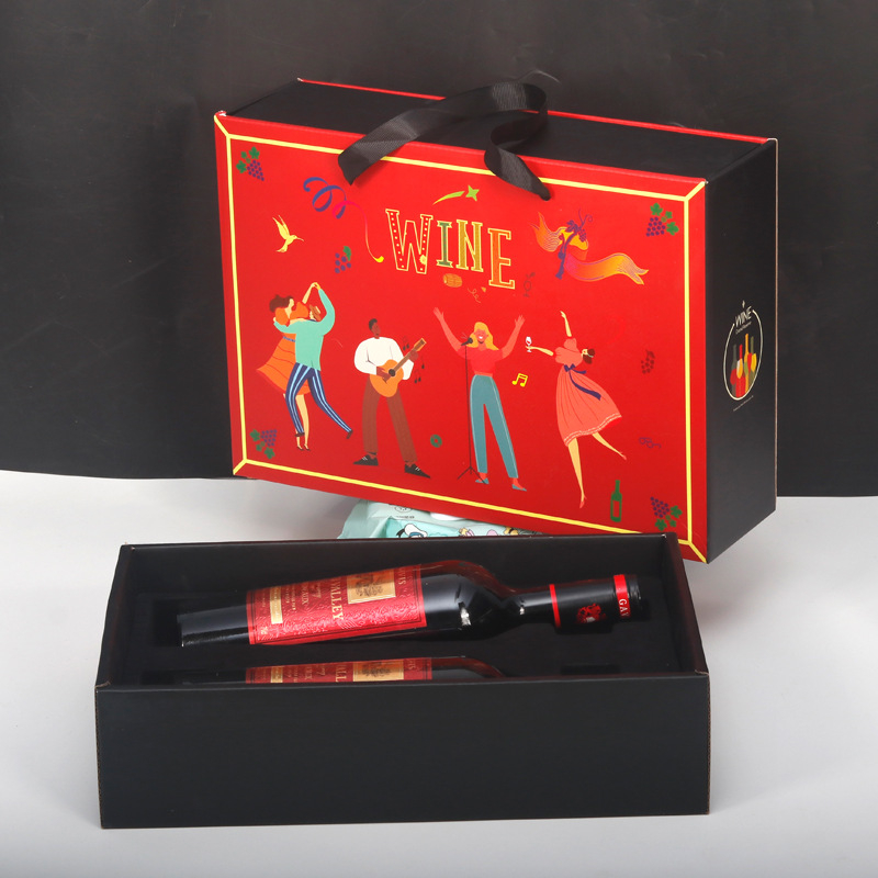Cutie cadou de lux pentru vin roșu, husă din piele pentru două sticle și accesorii pentru vin