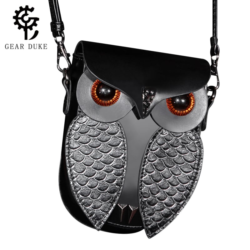 Ženska PU torba preko ramena u retro steampunk stilu s motivom sove, mala crossbody torbica