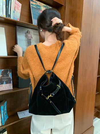 Ženska velur torba s velikim kapacitetom, jesensko-zimska casual torba za rame, crossbody, tote i ruksak