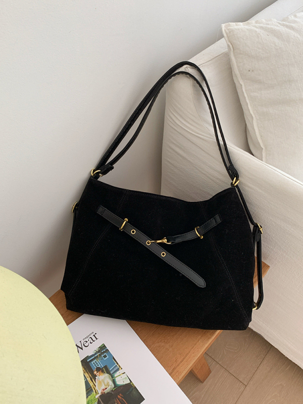 Ženska velur torba s velikim kapacitetom, jesensko-zimska casual torba za rame, crossbody, tote i ruksak