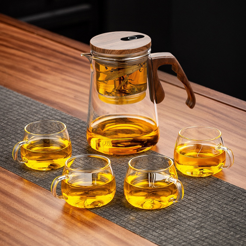 Infuzor de ceai elegant cu separare ceai-apă — ceainic, ceșcuță, set de ceai pentru birou