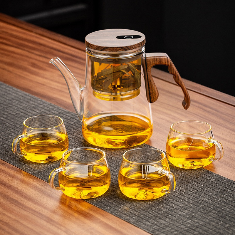 Infuzor de ceai elegant cu separare ceai-apă — ceainic, ceșcuță, set de ceai pentru birou