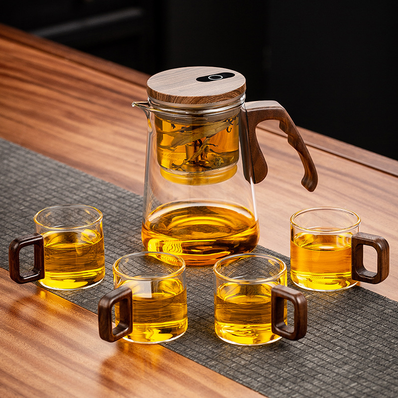Infuzor de ceai elegant cu separare ceai-apă — ceainic, ceșcuță, set de ceai pentru birou