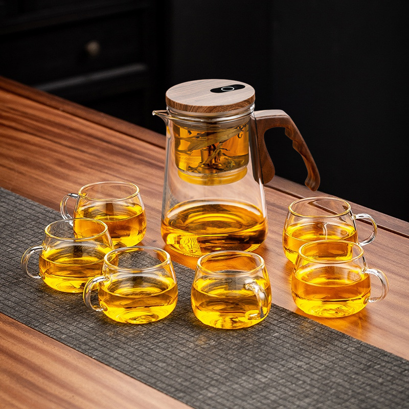 Infuzor de ceai elegant cu separare ceai-apă — ceainic, ceșcuță, set de ceai pentru birou