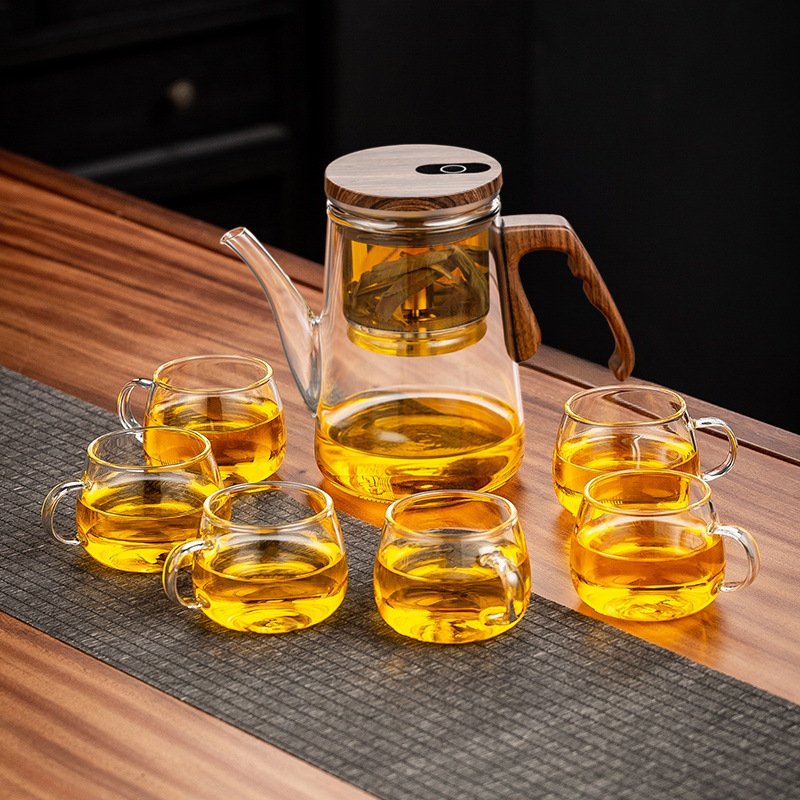 Infuzor de ceai elegant cu separare ceai-apă — ceainic, ceșcuță, set de ceai pentru birou