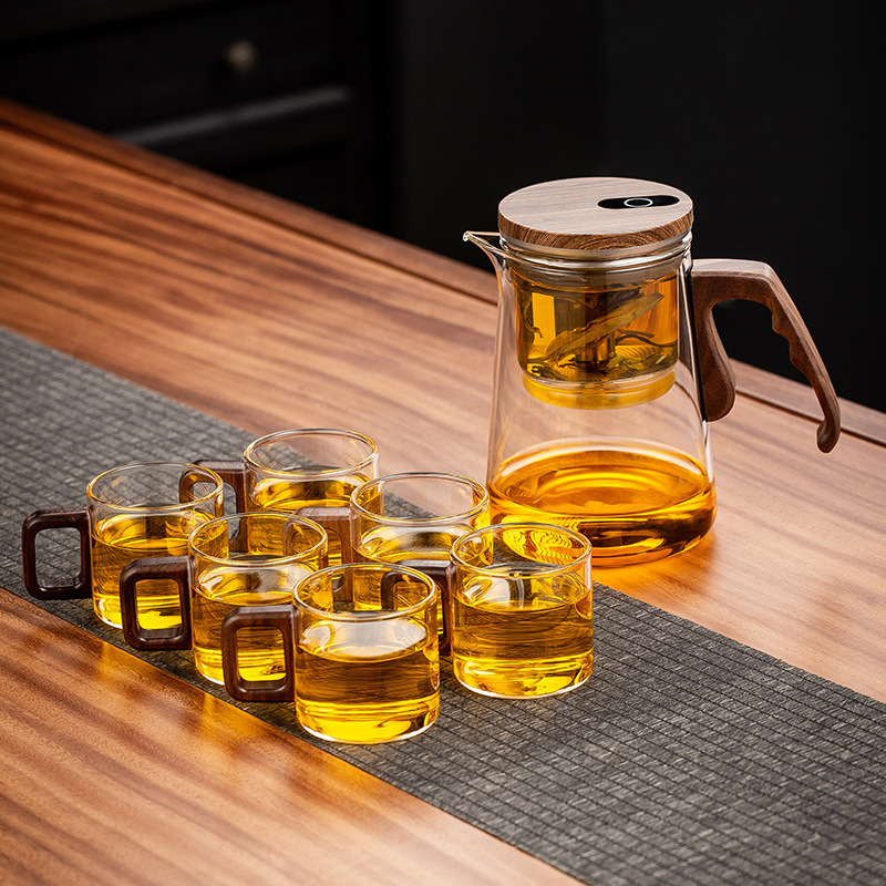 Infuzor de ceai elegant cu separare ceai-apă — ceainic, ceșcuță, set de ceai pentru birou