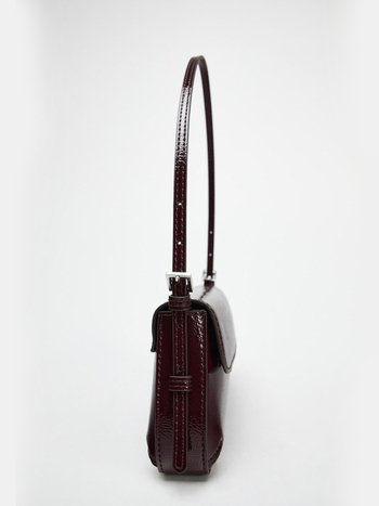 PU bordo baguette torba za žene, retro preklopna, torba preko ramena, prenosna