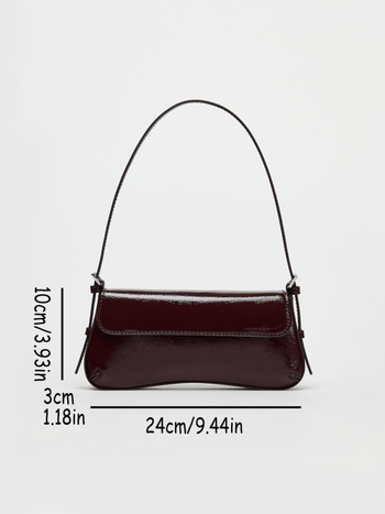 PU bordo baguette torba za žene, retro preklopna, torba preko ramena, prenosna