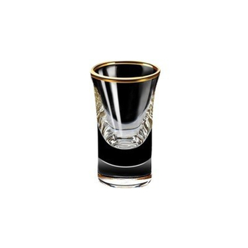Pahar de spirtoase în stil chinezesc, cristal, margine aurie și foiță de aur, pahar pentru whisky