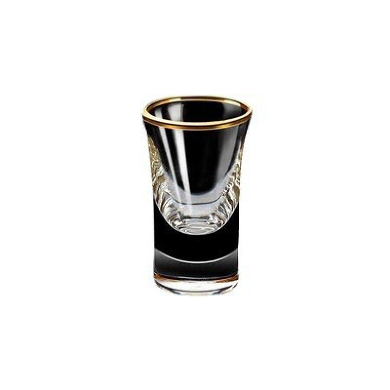 Pahar de spirtoase în stil chinezesc, cristal, margine aurie și foiță de aur, pahar pentru whisky