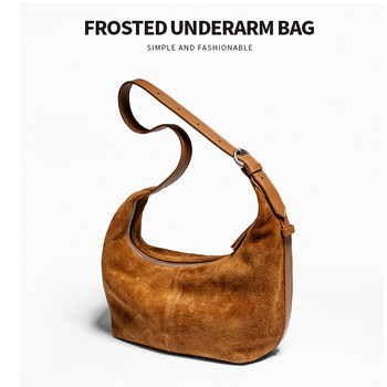 Torba preko ramena od prave kože, dumpling stil, mat finiš od velura, ženska crossbody torba, vintage inspiracija 2025