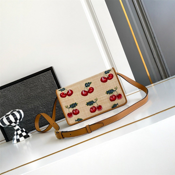 Torba za pazuh s čipkastom vezenom trešnje, mini kvadratnog oblika, crossbody preko ramena, lagani luksuz