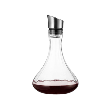 Decantor de vin din sticlă de cristal, cu filtru, turnare tip cascadă, capacitate peste 1000 ml