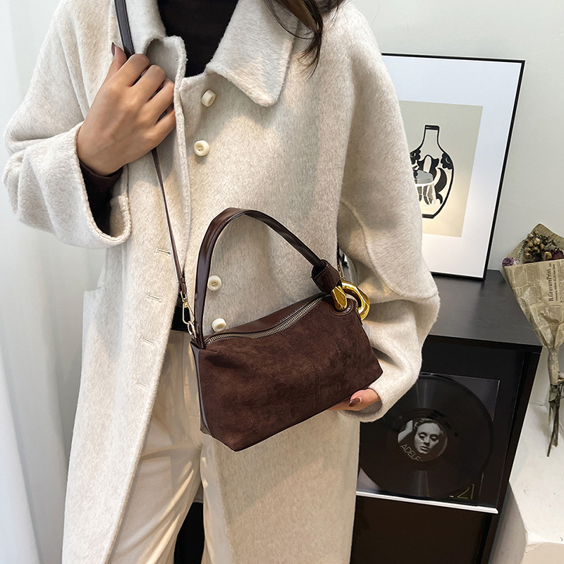 Ženska torba od nubuka Boston Pillow, srednje veličine crossbody torba za posao i svakodnevnu upotrebu, dumpling bag stil