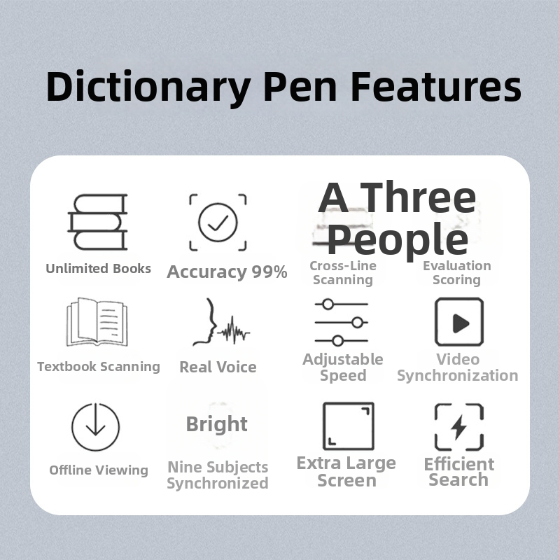 Pix de traducere cu ecran mare, offline: chineză, engleză, japoneză și coreeană; lectură sincronizată pentru nouă discipline; multifunctional