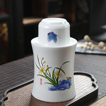 Set Jingdezhen din ceramic pentru vin cu încălzitor – oală pentru vin, pahare și cești, 2–3 piese