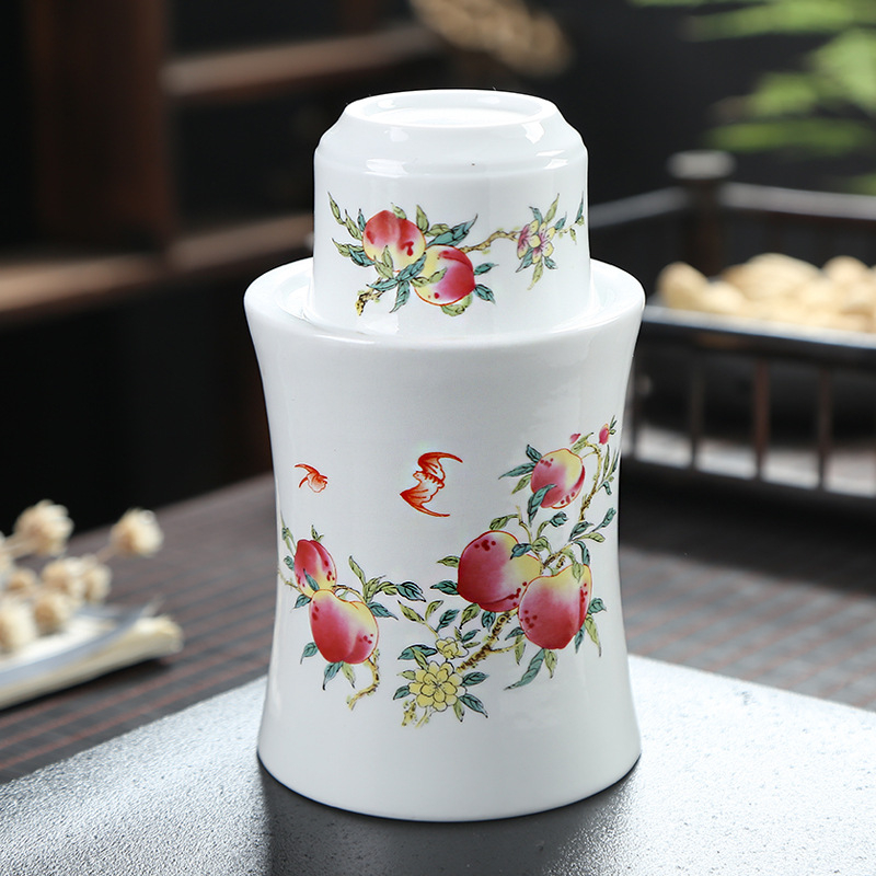 Set Jingdezhen din ceramic pentru vin cu încălzitor – oală pentru vin, pahare și cești, 2–3 piese