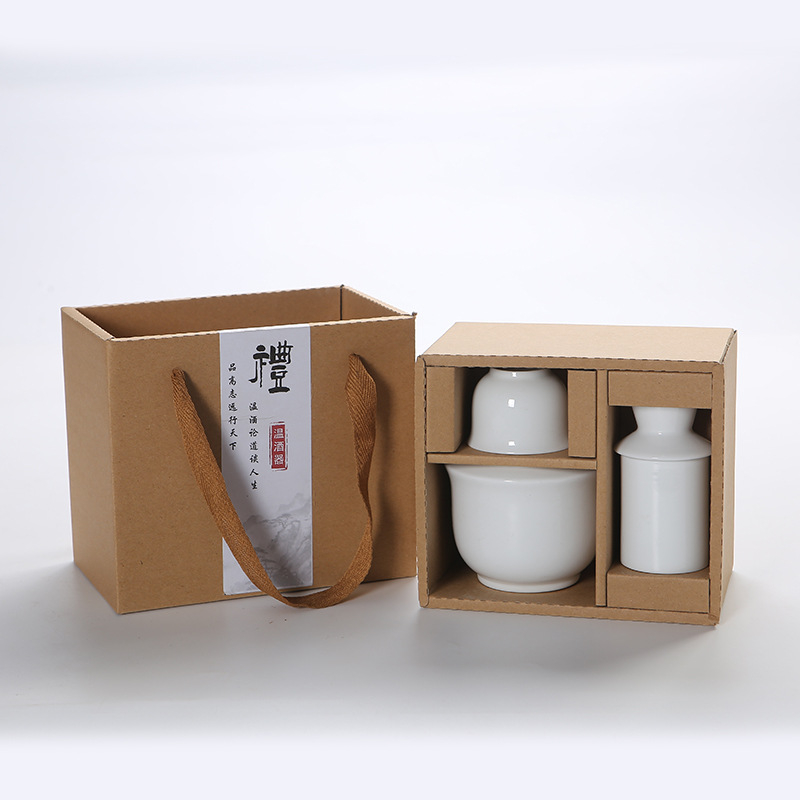 Set Jingdezhen din ceramic pentru vin cu încălzitor – oală pentru vin, pahare și cești, 2–3 piese