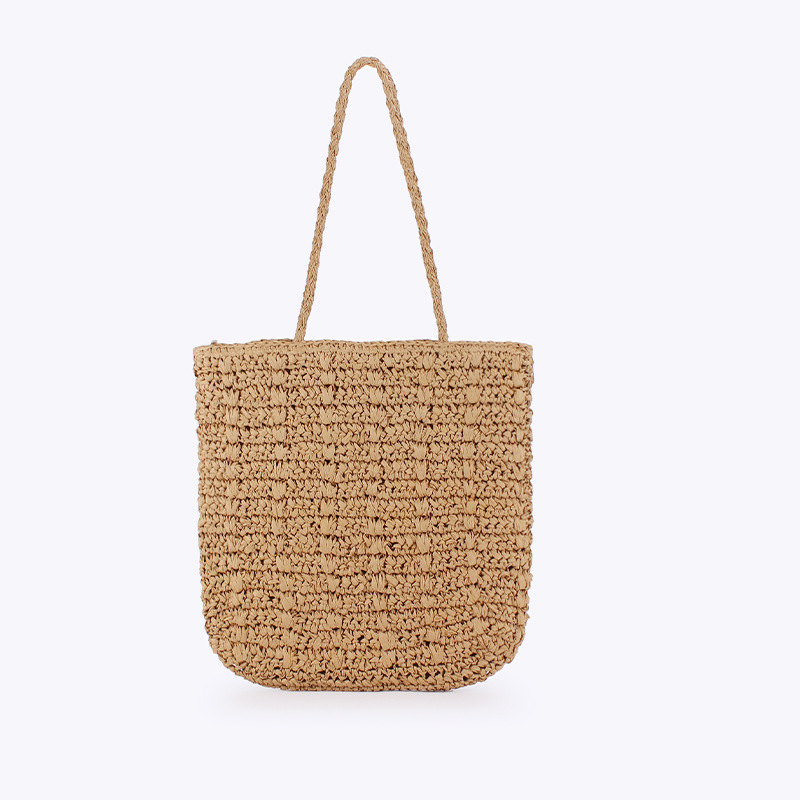 Ženska torbica za rame s vertikalnim kvadratnim oblikom, pletena od papirnog užeta, ljetni retro stil, francuski etnički stil, casual torba za žene