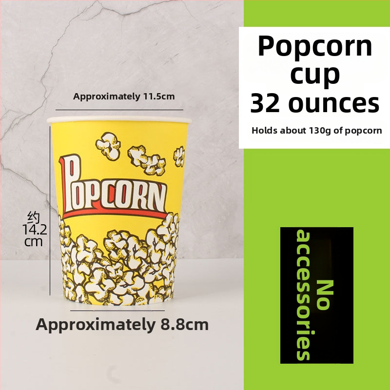 Mini jednorazový okrúhly kôš na popcorn zo žltej hrubšej papierovej nádoby pre kino