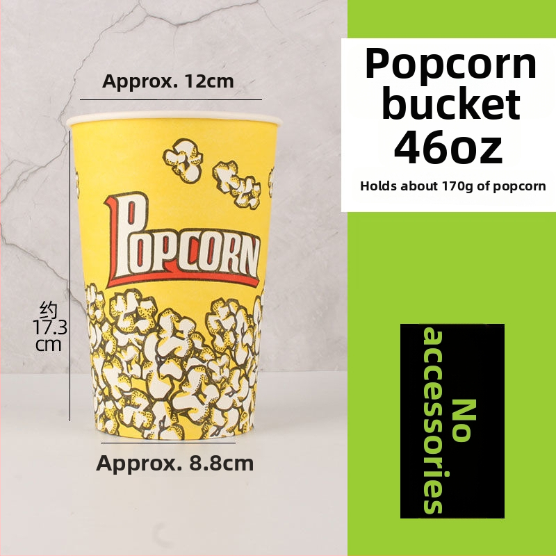 Mini jednorazový okrúhly kôš na popcorn zo žltej hrubšej papierovej nádoby pre kino