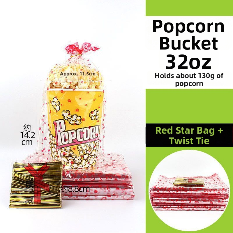 Mini jednorazový okrúhly kôš na popcorn zo žltej hrubšej papierovej nádoby pre kino