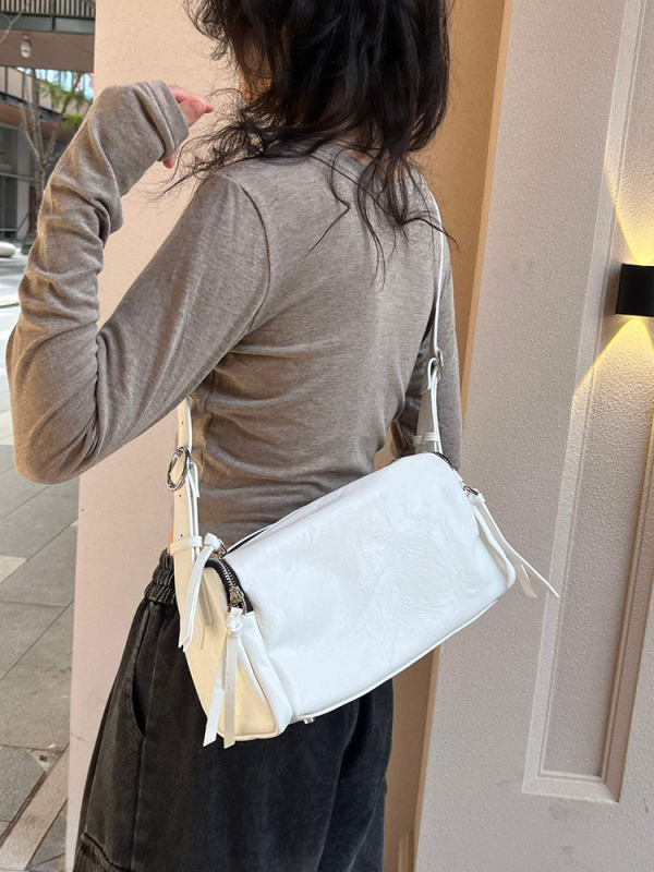 Qiao Ge PU jastučić kvadratna crossbody torba, mala veličina, gradski stil, zima 2024, unutarnji džep sa zipom