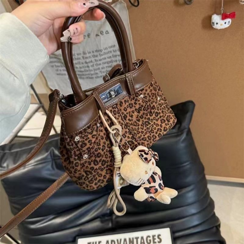 Grimas Ženska Kelly torbica s leopard printom — mala PU crossbody torbica s gornjom ručkom, gradski stil, jesen 2024