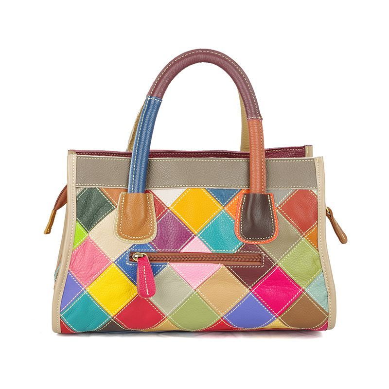 Ženska torba od prave kože s patchworkom, crossbody torba s kontrastnim bojama, Kelly torba, svestrana i moderna.