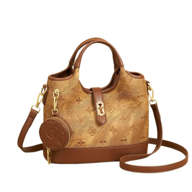 Vintage tote torba za žene s vezom, hobo stil, smeđa PU koža, proljeće 2026