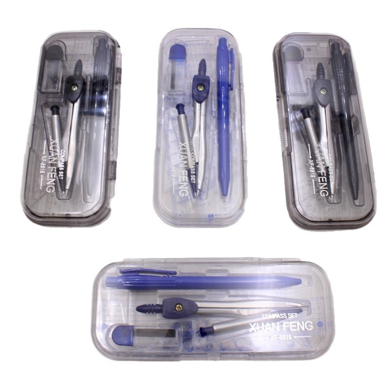 7-dijelni metalni set za crtanje: kružilo i ravnalo za učenike