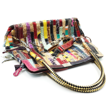 Ženska kožna tote torba u europsko-američkom stilu, uzorak zmijskog kože, patchwork, kontrastne resice, za rame ili crossbody, velika dnevna torba