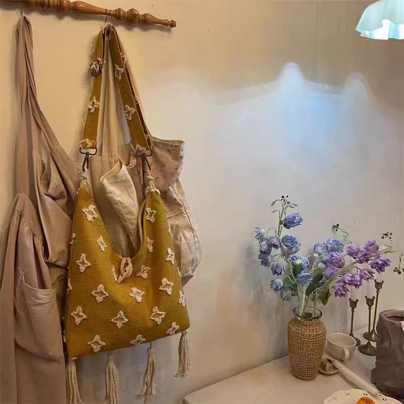 Žuta crossbody torba s resicama, boemski stil, ženska torba za putovanja
