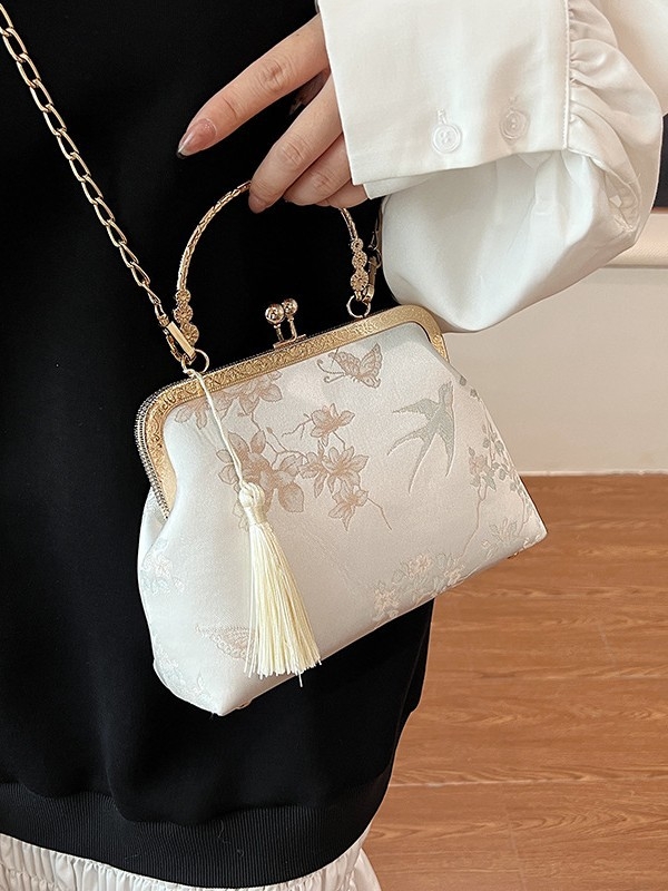 Ženska torbica u Hanfu stilu s ručicom, retro kineski štih, mala torbica s podstavom od svile